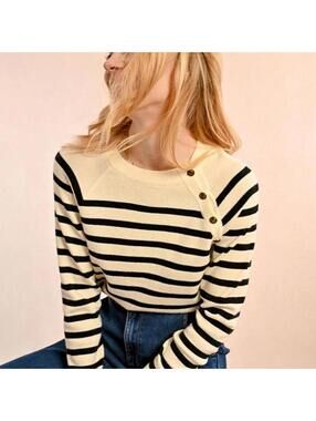 Molly Bracken Sailor Sweater striped long sleeve top Size L spring